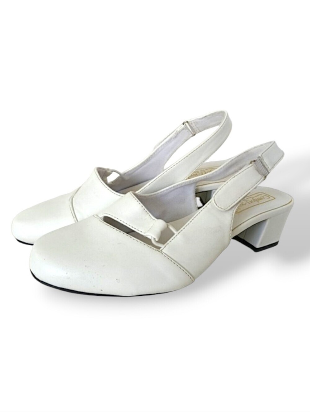 Comfortview White Slingback Low Heel Pumps